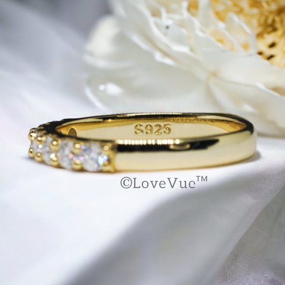 2.5mm Diamond Moissanite Brilliant Cut Half Eternity Wedding Ring Band - Picture 4 of 15